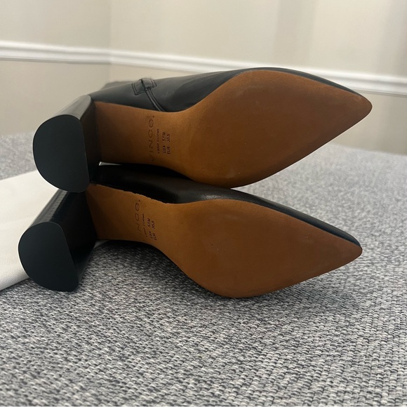 Vince Pilar Black Leather Knee Tall Boot Zip Block Stacked Heel 5.5M 35.5M - Picture 6 of 10